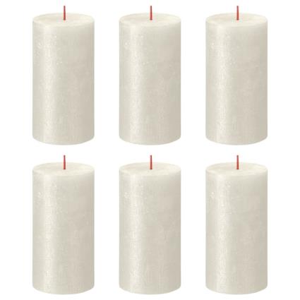 Velas rústicas cilíndricas Shimmer 6 pcs 130x68 mm marfim