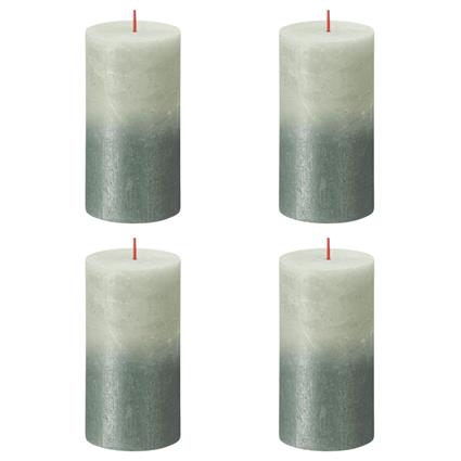 Velas rústicas cilínd. Sunset 6pcs 130x68mm verde névoa/azul