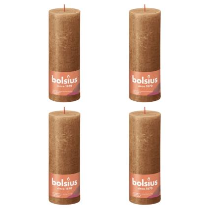 Velas rústicas cilíndri. Shine 6pcs 190x68mm castanho moderno