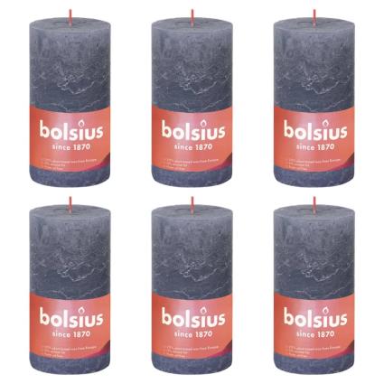 Velas rústicas cilíndricas Shine 6pcs 130x68mm azul crepúsculo