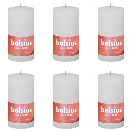 Velas rústicas cilíndricas Shine 6pcs 130x68 mm branco nublado