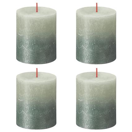 Velas rústicas cilínd. Sunset 6pcs 80x68mm verde névoa/azul