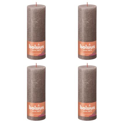 Velas rústicas cilíndricas Shine 6pcs 190x68mm cinza-acastanh.