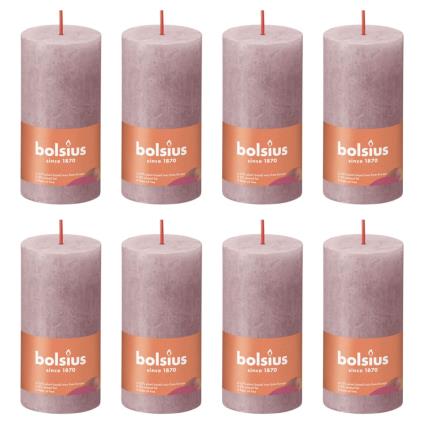 Velas rústicas cilíndricas Shine 8 pcs 100x50 mm rosa cinza