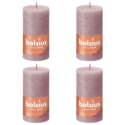 Velas rústicas cilíndricas Shine 6 pcs 130x68 mm rosa cinza