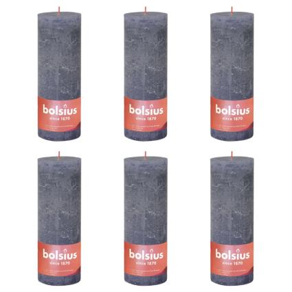 Velas rústicas cilíndricas Shine 6pcs 190x68mm azul crepúsculo