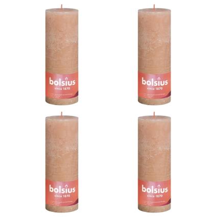 Velas rústicas cilíndricas Shine 6pcs 190x68mm rosa nublado