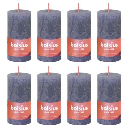 Velas rústicas cilíndricas Shine 8pcs 100x50mm azul crepúsculo