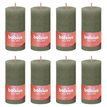 Velas rústicas cilíndricas Shine 8pcs 100x50mm azeitona fresca