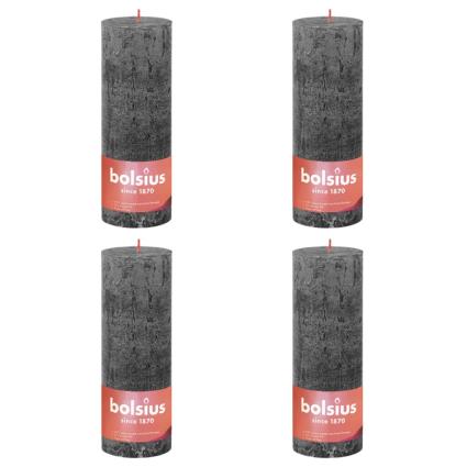 Velas rústicas cilíndric. Shine 6pcs 190x68mm cinza tempestade