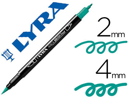 Marcador  Aqua Brush Aguarelavel Dupla Ponta Fina e Pincel Verde Noite