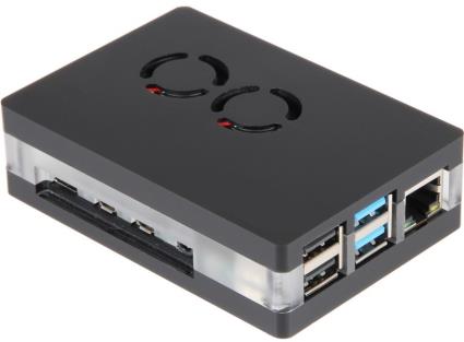 Caixa Acrílico Preto c/ 2 Ventoinhas p/ Raspberry Pi 4