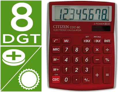 Calculadora  de Secretaria Cdc-80 8 Digitos Bordeaux