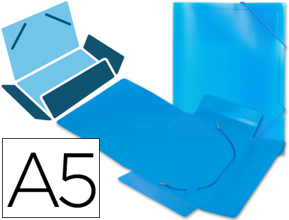 Capa A5 Com Elásticos Plástico PP 400 Microns Translúcido Azul
