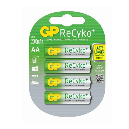 PILHA RECARREGÁVEL RECYKO+ AA R6 2000mAh (BLISTER 4 PILAS) 