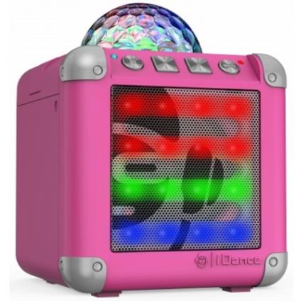 Coluna Portátil Bluetooth c/ Efeitos de LED (Rosa) - 