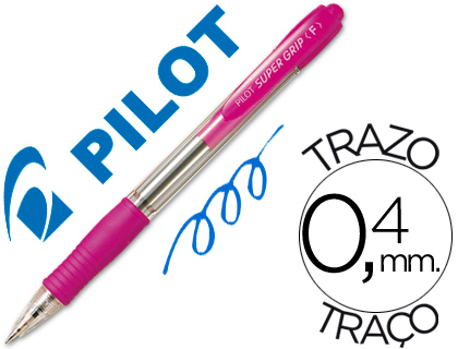 Caneta  Super Grip Rosa -Retratil -Com Grip-Tinta Base de Oleo