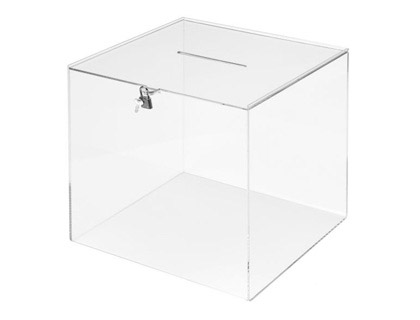 Urna Eleitoral  Quadrada c/ Chave Metacrilato 3 mm 300X300X300 mm