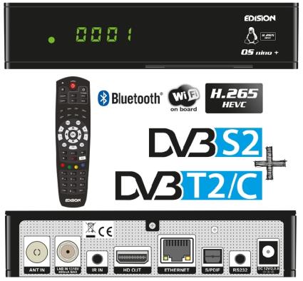 Receptor COMBO Satélite DVB-S2 + Cabo/TDT DVB-T2/C Full HD Wi-Fi/Bluetooth (Linux/Enigma2) - 