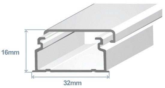 Calha 32x16mm Branca Adesiva (2 mts) - 