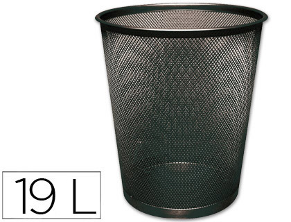 Cesto de Papéis em Rede Metálico 19L Preto 