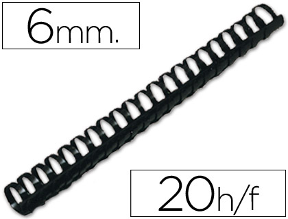 Espiral Plástica 6mm Preta (100 unidades)