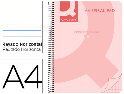 Caderno Espiral  Din-A4 80Fls 70 Gr. Pautado 8 mm. Ppleno. Rosa