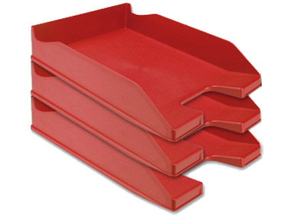 Tabuleiro de secretária em plástico A4 Vermelho Opaco 6 Unidades