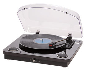 Gira-Discos 33/45/78RPM Vintage c/ Colunas 5W (Preto) - 