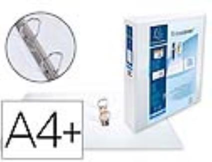 Pasta  Canguro 2 Argolas 40 mm Din A4+ Cartão Forrado Polipropileno Personalizavel 3 Bolsos Branca