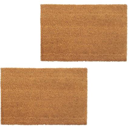 Tapetes de Porta em Fibra de Coco 2 pcs 17 mm 50x80 cm Natural