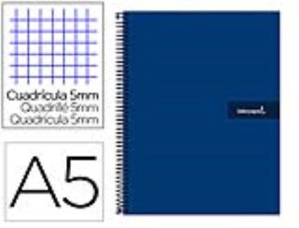 Caderno Espiral A5 Micro Crafty Tapa Forrada 120h 90 gr Cuadro 5mm 5 Bandas6 Taladros Color Azul