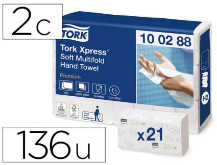 Toalhetes de Papel 2 Folhas 8,5x21,2 cm Pack de 136 Unidades para Dispensador h2