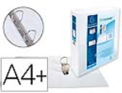 Pasta  Canguro 2 Argolas 60 mm Din A4+ Cartão Forrado Polipropileno Personalizavel 3 Bolsos Branca