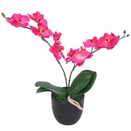 Planta Orquídea Artificial com Vaso 30 cm Vermelho