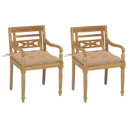 Cadeiras Batávia C/ Almofadões Bege 2 pcs Teca Maciça
