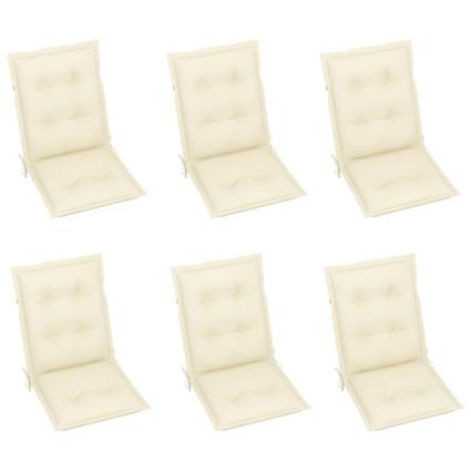 Almofadões para Cadeiras de Jardim 6 pcs Creme 100x50x7 cm