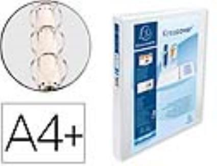 Pasta  Canguro 4 Argolas 30 mm Din A4+ Cartão Forrado Polipropileno Personalizavel 3 Bolsos Branca