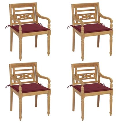 Cadeiras Batávia com Almofadões 4 pcs Madeira de Teca Maciça