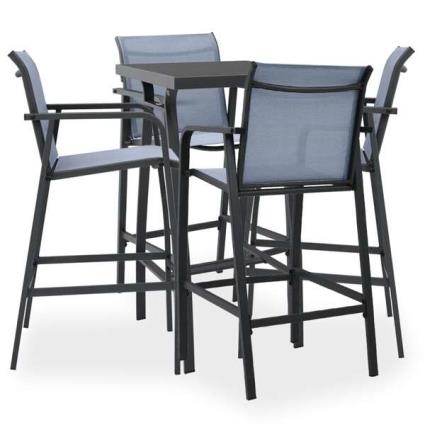 Conjunto de Bar para Jardim Preto e Cinzento 5 pcs
