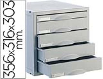 Bloco Classificador de Secretária Archisystem 356x316x303 mm 5 Gavetas Cor Cinza 4 de 52mm e 1 de 22mm