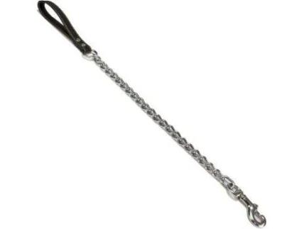 Trela Ramal Metal+Couro Preto 80 cm/4 mm 
