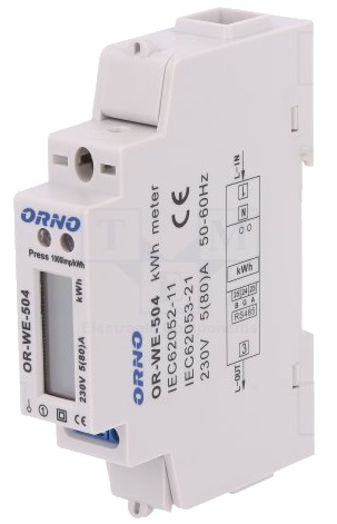 Medidor Digital de Custos de Energia Porta RS-485 p/ Calha DIN (Monofásico) 5(80)A - 