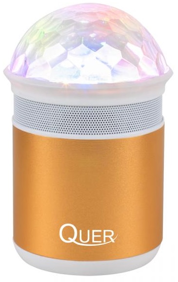 Coluna Mini Portátil LEDs Efeitos RGB c/ Leitor FM, USB, MiniSD, MP3, Bluetooth (Dourado) - 