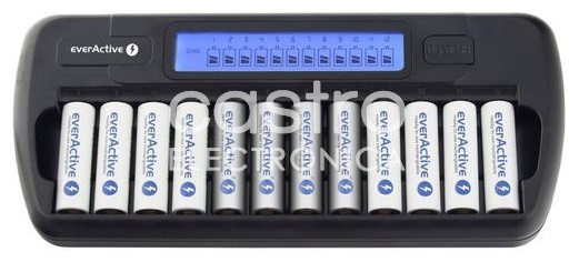 Carregador de 1/12 Pilhas com Display LCD (AA e AAA) - 