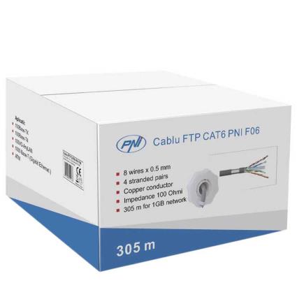 cabo FTP CAT6 com 4 pares para NIP F06 1 Gigabit internet e sistemas de vigilância Rolo 305m