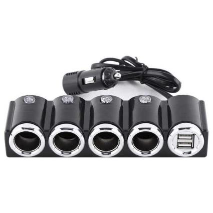 cigarro divisor isqueiro Isqueiro NIP 04 12V / 24V 4 saídas, 2xUSB, indicador LED