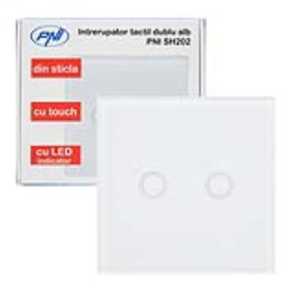 interruptor de toque duplo  SH202 vidro, indicador LED branco