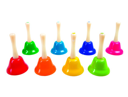Sinos Pequenos  de Mão Tradicional Set de 8 Unidades Cores Sortidos