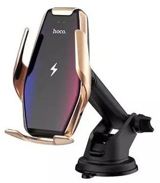 Suporte Automóvel S14 p/ Smartphone c/ Carregamento Indução (Dourado) - 